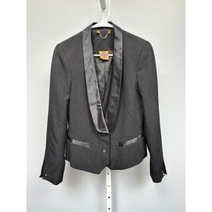Tory Burch Black Blazer Jacket Shawl Lapel Gold Chain Embellishment